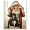 Amanda49 Stylish Shoulder-embellished White Cotton Short Sleeves Long Blouse--Women's Blouses