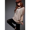 Amanda49 High Elastic Crystal Decroration Apricot Cotton Long Sleeves Blouse--Women's Blouses
