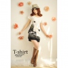 Amanda49 Cute Printed Patterns Cotton Short Sleeves Long Blouse--Women's Blouses