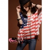 Amanda49 Fashion Stripe Patterns Cotton Short Sleeve T-Shirt--Women's Blouses