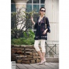 Amanda49 Elegant High Waist Blue Chiffon Long Sleeves Blouse--Women's Blouses