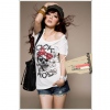 Amanda49 Round Neckline Cotton Short Sleeves Blouse--Women's Blouses