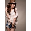 Amanda49 Loose and Comfortable Apricot Chiffon Half Sleeve Blouse--Women's Blouses