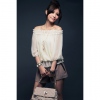 Amanda49 Personalized Loose White Chiffon Neckline Embellished Blouse With Lining For Women