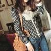 Amanda49 Black Cotton Long Sleeves Blouse--Women's Blouses