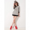 Amanda49 Specially Three-Quarters Sleeves Design Gray Cotton Blouse--Women's Blouses