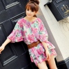 Amanda49 Sweet Patterns Rose Red Polyester Half Sleeve Blouse--Women's Blouses