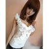 Amanda49 Sweet and Sexy V-Neckline Ruffled Hem White Bow-Tie Vest