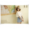 Amanda49 Elastic Collar design White Lace Short Sleeve Blouse--Women's Blouses