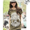 Amanda49 Fashionable Skull Head Patterns Lace Back Design Long Blouse