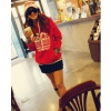 Amanda49 Popular and Comfortable Letter Printed Special Pocket Long Sleeves Villus Blouse For Women