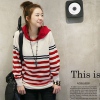 Amanda49 Stylish and Slim Stripes Long Sleeves Wool Blended Blouse For Women