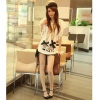 Amanda49 Funny Round Neckline Longleg High Heel Shoes Patterns Bowknot Embellished Frills Transparent Sleeves For Women
