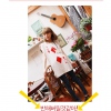 Amanda49 Funny Round Neckline Pocker Printed Special Shoulder Design Sleeves Cotton+Spandex T-Shirt For Women
