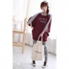 Amanda49 New Arrival Casual College Feel Letter Pattern Bat-wing Sleeve Hooded Fleeces