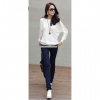Amanda49 Elegant Round Neckline Transparent Line Embellished Bat-Wing Sleeves T-Shirt For Women