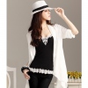 Amanda49 Charming and Sexy Deep Round Neckline Lace Hem Cotton Vest For Women