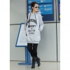 Amanda49 Max Size Letter Printed Long Sleeves Fleeces Hood Blouse For Women