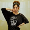 Amanda49 Fashion Style Black Lace Splicing and Batwing Sleeves Blouse