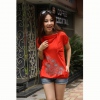 Amanda49 Leisure Dandelion Patterns Round Neckline Frills Puff Short Sleeves Cotton T-Shirt For Women