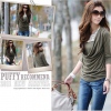 Amanda49 Special Openwork Collar Frills Layered Quarter Sleeves Cotton T-Shirt For Women