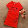 Amanda49 Sexy and Cute Round Neckline Puff Sleeves Letter Printed Cotton T-Shirt For Women