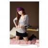 Amanda49 Laconic and Elegance Floral Embellished Shoulder Long Sleeve Blouse