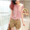 Amanda49 Exquisite Round Neckline Layered Frills Sleeveless Net Yarn Long T-Shirt For Women