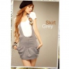 Amanda49 Zipper Pocket Design Double Elastic Waist And Elastic Eesign Grey Blouse