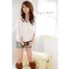 Amanda49 Comfort Chiffon Material Hem With Elastic White Blouse For Women