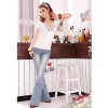 Amanda49 Sexy Lace Neckline Designed Corset White Cotton Short Sleeve Blouse for Women