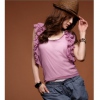 Amanda49 Elegant Chiffon Purple Sleeveless Blouse For Grils / Women