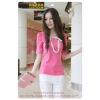 Amanda49 Sweet Style Cotton Rose Red Puffs Half Sleeves Blouse--Women's Blouses