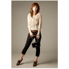 Amanda49 Sweat Flower Crochet Decoration Soft Chiffon Blouse Apricot