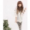 Amanda49 Crochet Trim Design With a Little Touguang Within Your Own Ride Blouse For Women (White)