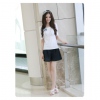 Amanda49 Sweet Style Cotton White Puffs Half Sleeves Blouse--Women's Blouses