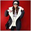 Amanda49 Special Design Side Zipper Large Double Pockets Dark Grey Long Sleeves Fleeces Coat For Women