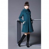 Amanda49 Elegant and Slim Double-Breasted Frills Long Sleeves Worsted Coat For Women