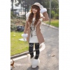 Amanda49 Elegant Shearling Lapel Double-Breasted Dark Khaki Long Sleeves Coat For Women