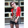 Amanda49 Fashion Style Slim and Attractive Puff Sleeve Short Coat
