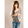 Amanda49 Chiffon Button Design with Buckle Corsage Half Sleeves Coat--Women's Coats