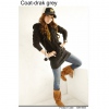 Amanda49 Specially Hat Collar Design High Elastic Dark Gray Woolen Long Coat--Women's Coats