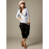 Amanda49 Fashionable M Size Blue Cotton Long Sleeves Coat--Women's Coats
