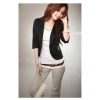 Amanda49 Cotton Black M Size Three-quarters Sleeves Coat--Women's Coats