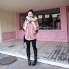 Amanda49 Charming Shearling Bat-Wing Sleeves Diagonal Pocket Hood Coat For Women