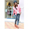 Amanda49 Charming Deep V-Neck Lace Layered Bowknot Embellished Puff Pocket Long Sleeves Coat For Women