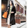 Amanda49 Slim and Elegant Lapel Double-Breasted Irregularity Hem Bowknot Back Embellished Long Sleeves Cotton Coat For Women