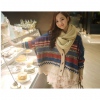 Amanda49 National Special Buttons Stripes Bat-Wing Sleeves Shawl For Women