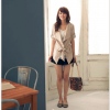 Amanda49 Elegant Korea Style Lapel Lace-Up Silk Coat For Women