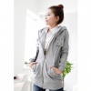Amanda49 Fashionable and Leisure Double-Pocket Zipper Long Sleeves Hood Coat For Women